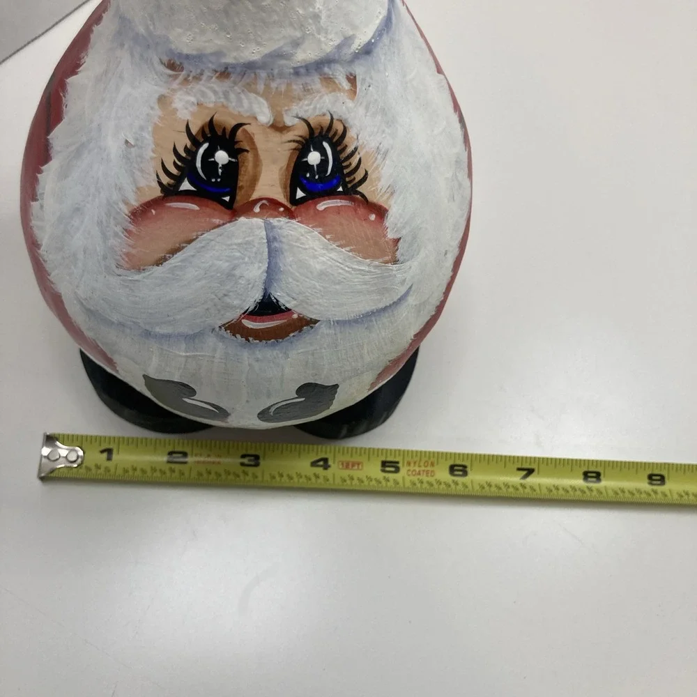 Vtg Hand Painted Real Gourd Folk Art Santa Face Christmas‎ Holiday 12 in